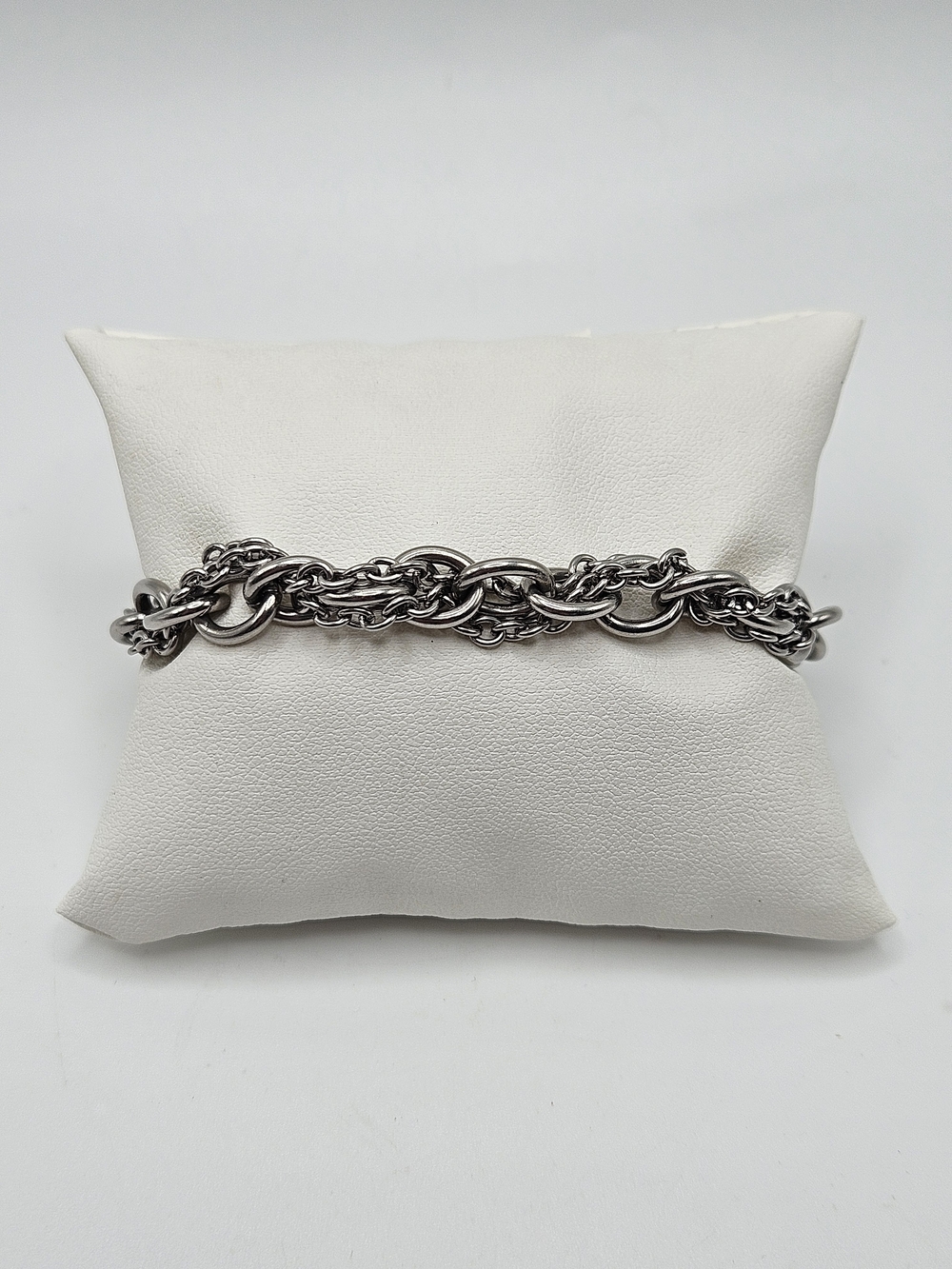 VINTAGE Stainless Steel Silver Tone Chainmail Link Bracelet
